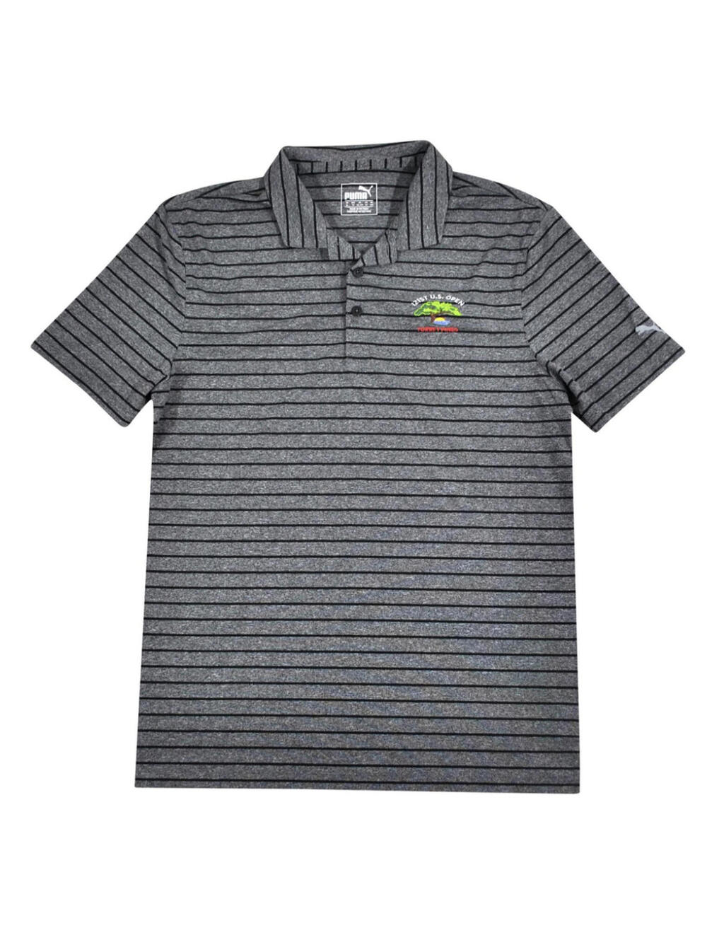 US Open Torrey Pines Puma Black Gray Stripe Golf Course Polo Size YOUTH X-Large